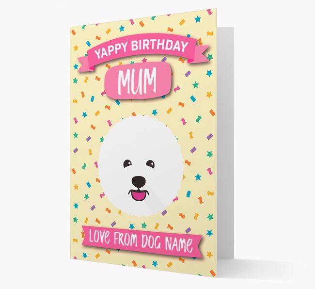 Personalised Card 'Yappy Birthday Mum' with {breedCommonName} Icon